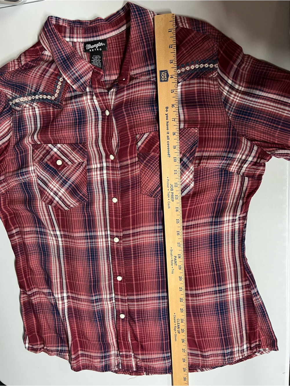 Wrangler Retro Plaid Pearl Snap Western Button Down Long Sleeve Shirt Womens XL - Picture 7 of 8